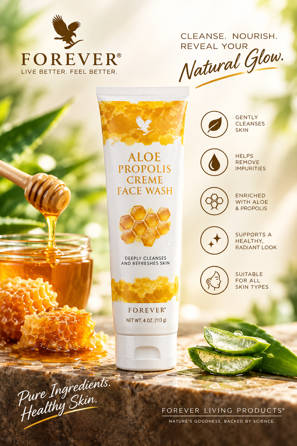 Forever Aloe Propolis Creme Face Wash - 4 oz