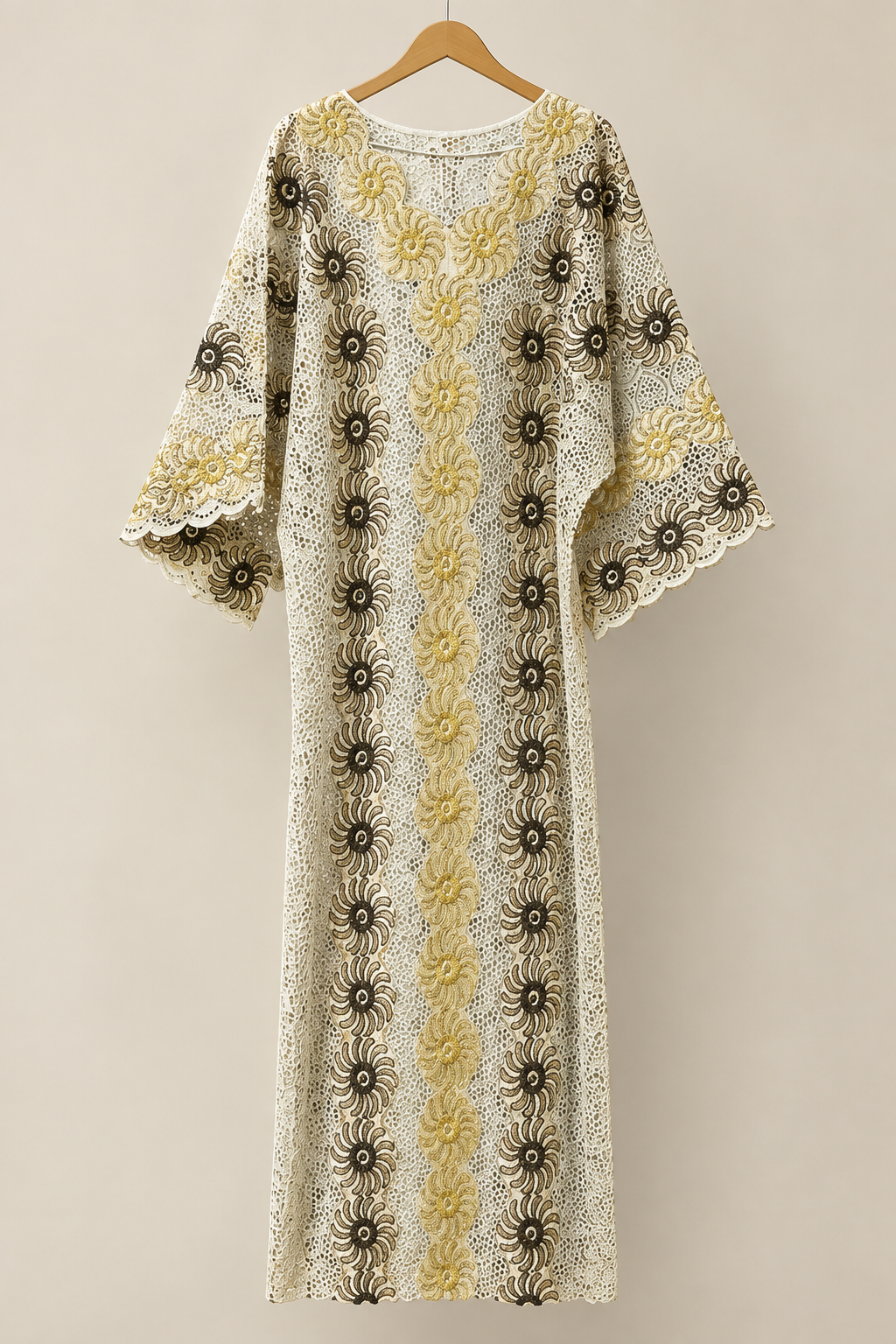 Floral Lace Embroidered Kaftan Dress