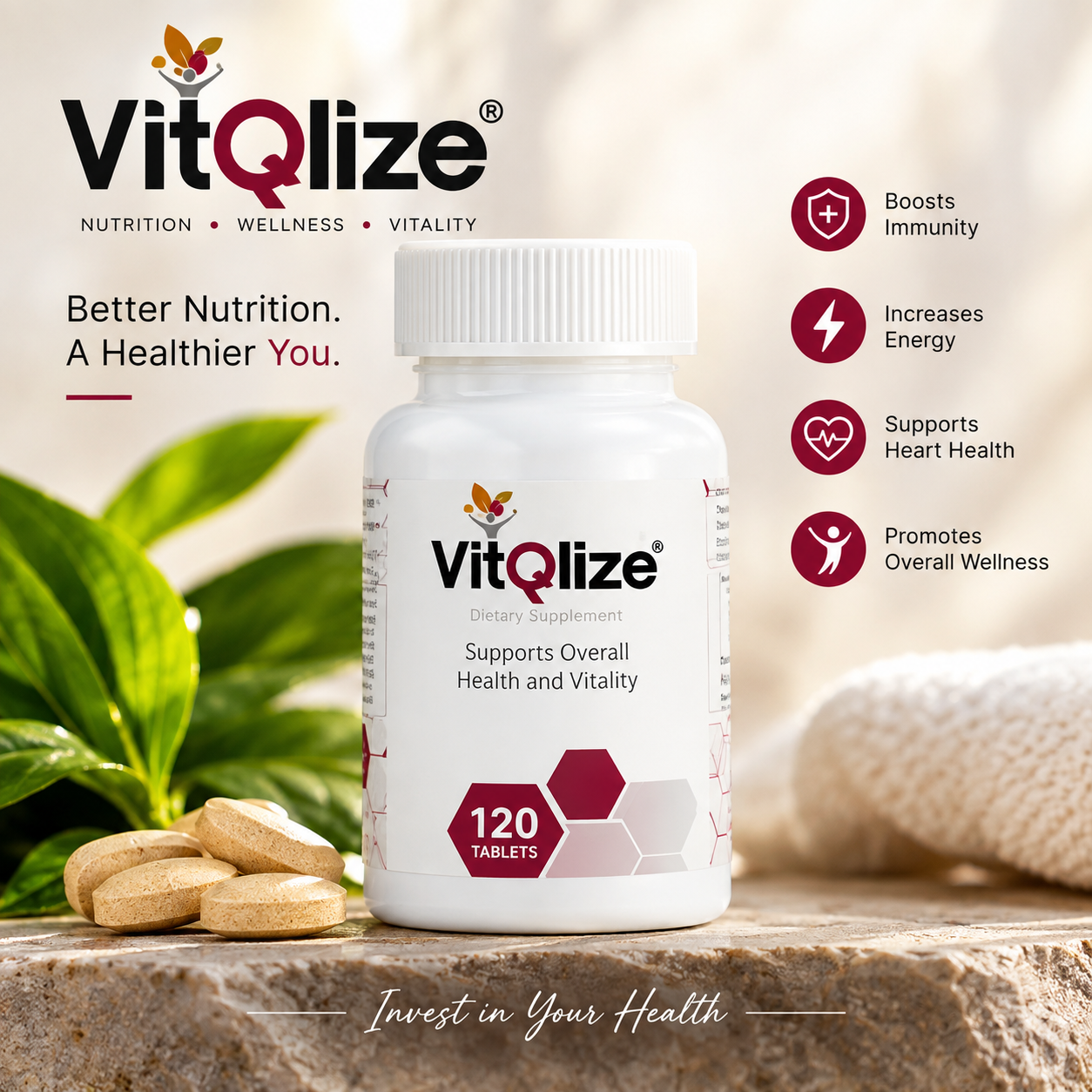VitQlize for Women Wellness and Vitality Dietary Supplement - 120 Tablets